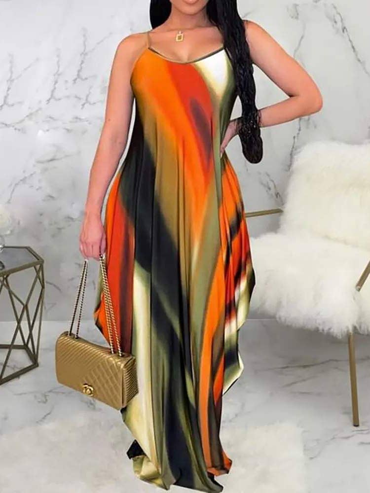 Tie Dye Print Asymmetrical Cami Dress