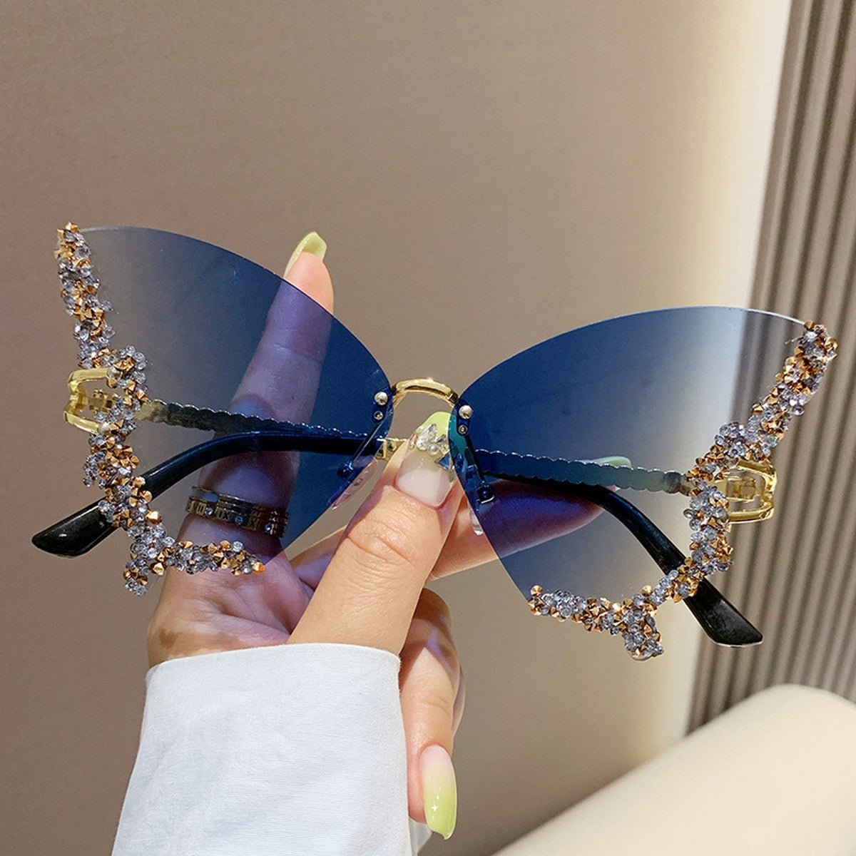 Vintage Rhinestone Butterfly Sunglasses
