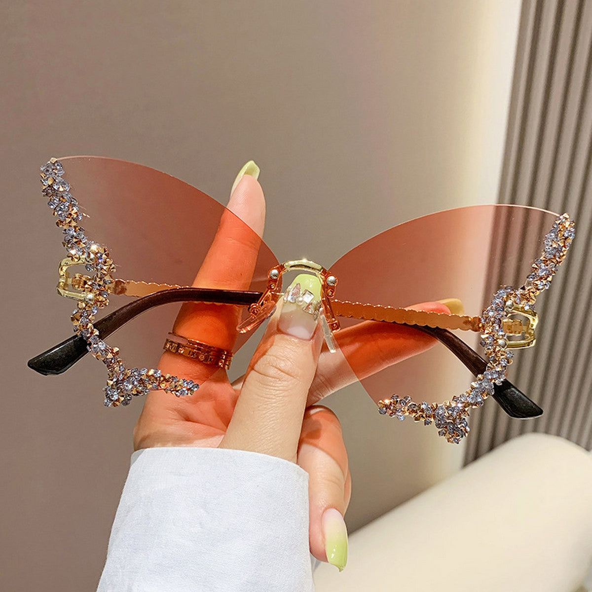 Vintage Rhinestone Butterfly Sunglasses