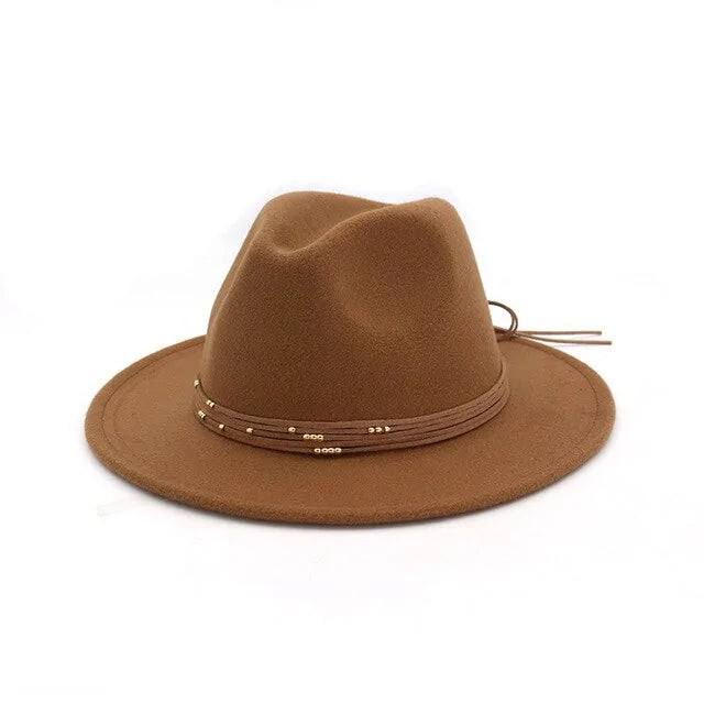 Fashion Wide Flat Brim Wool Felt Fedoras Hats