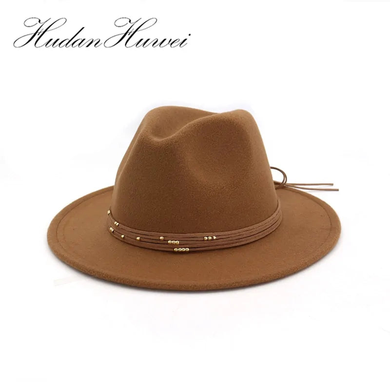 Fashion Wide Flat Brim Wool Felt Fedoras Hats