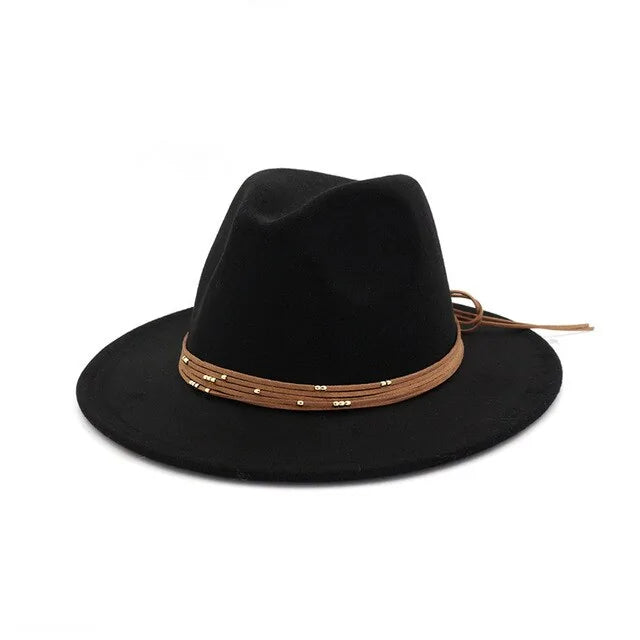 Fashion Wide Flat Brim Wool Felt Fedoras Hats