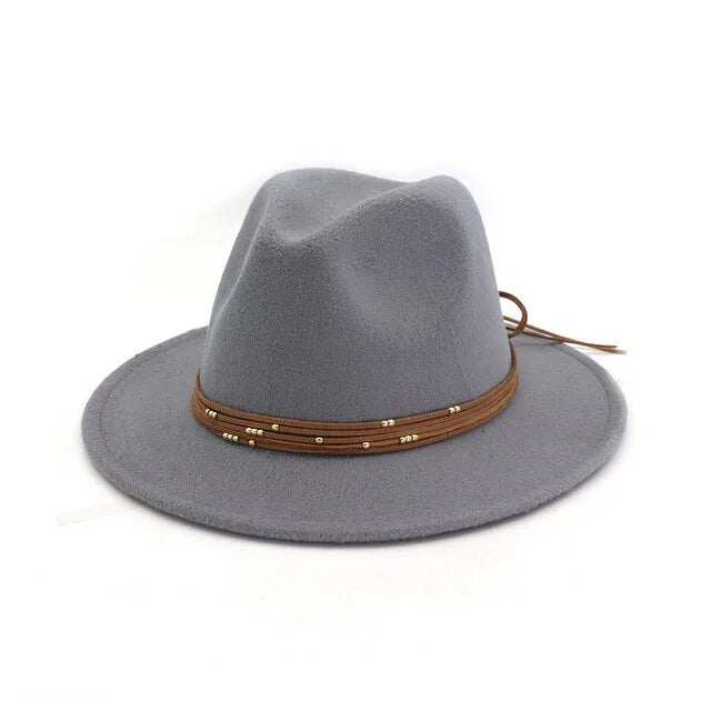 Fashion Wide Flat Brim Wool Felt Fedoras Hats