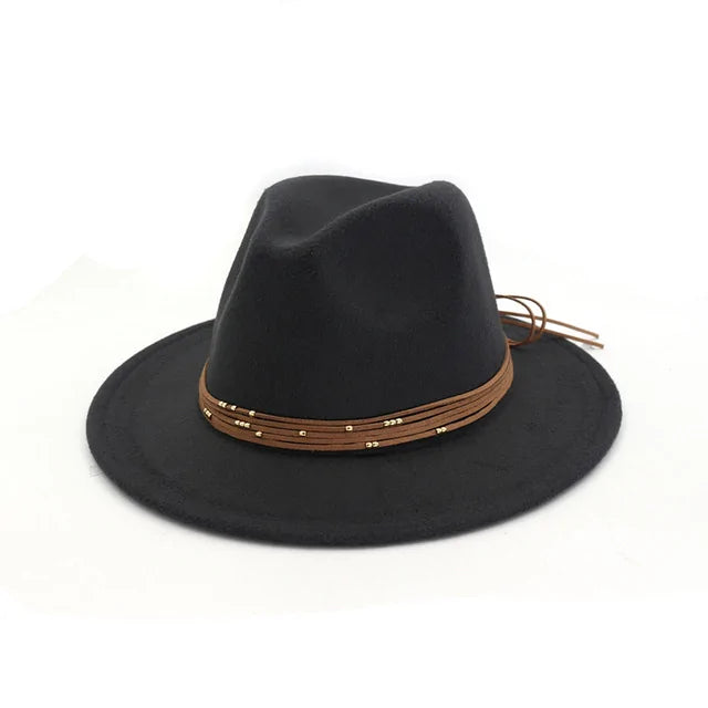 Fashion Wide Flat Brim Wool Felt Fedoras Hats