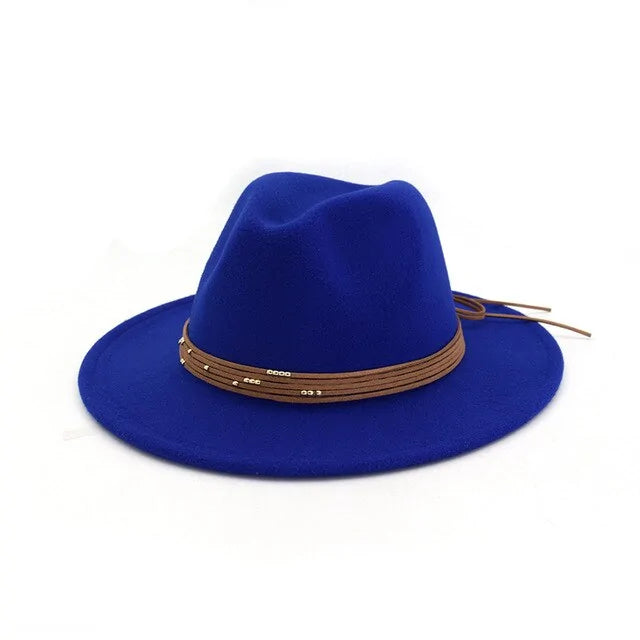 Fashion Wide Flat Brim Wool Felt Fedoras Hats