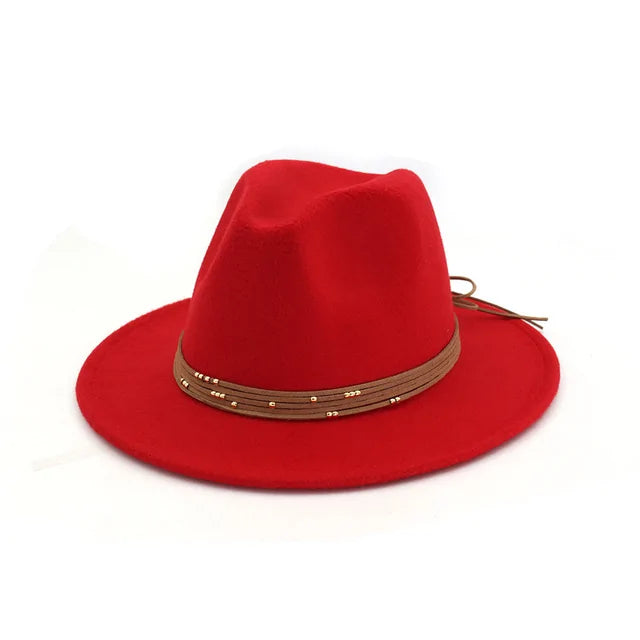 Fashion Wide Flat Brim Wool Felt Fedoras Hats