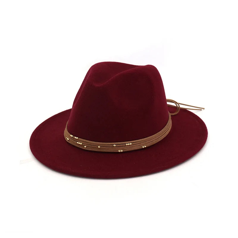 Fashion Wide Flat Brim Wool Felt Fedoras Hats