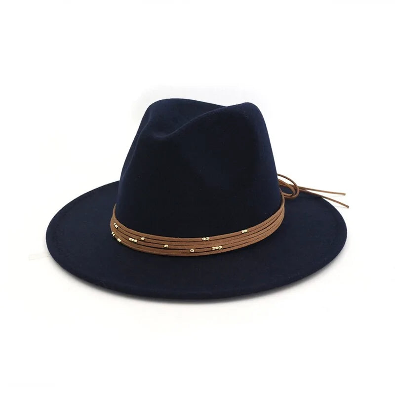 Fashion Wide Flat Brim Wool Felt Fedoras Hats