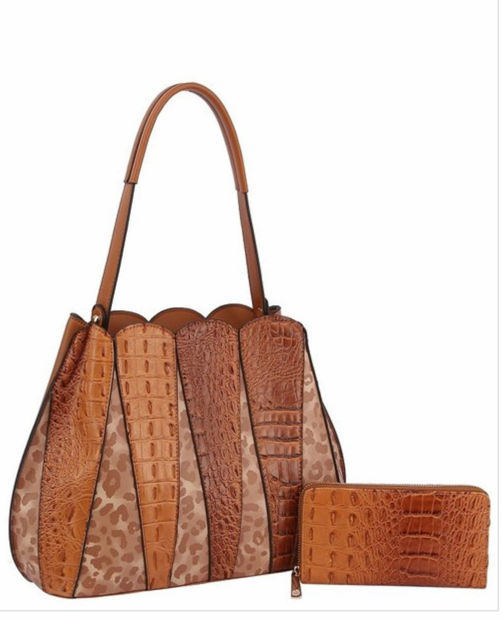 Croc Alligator Leopard Patchwork 2-in-1 Satchel